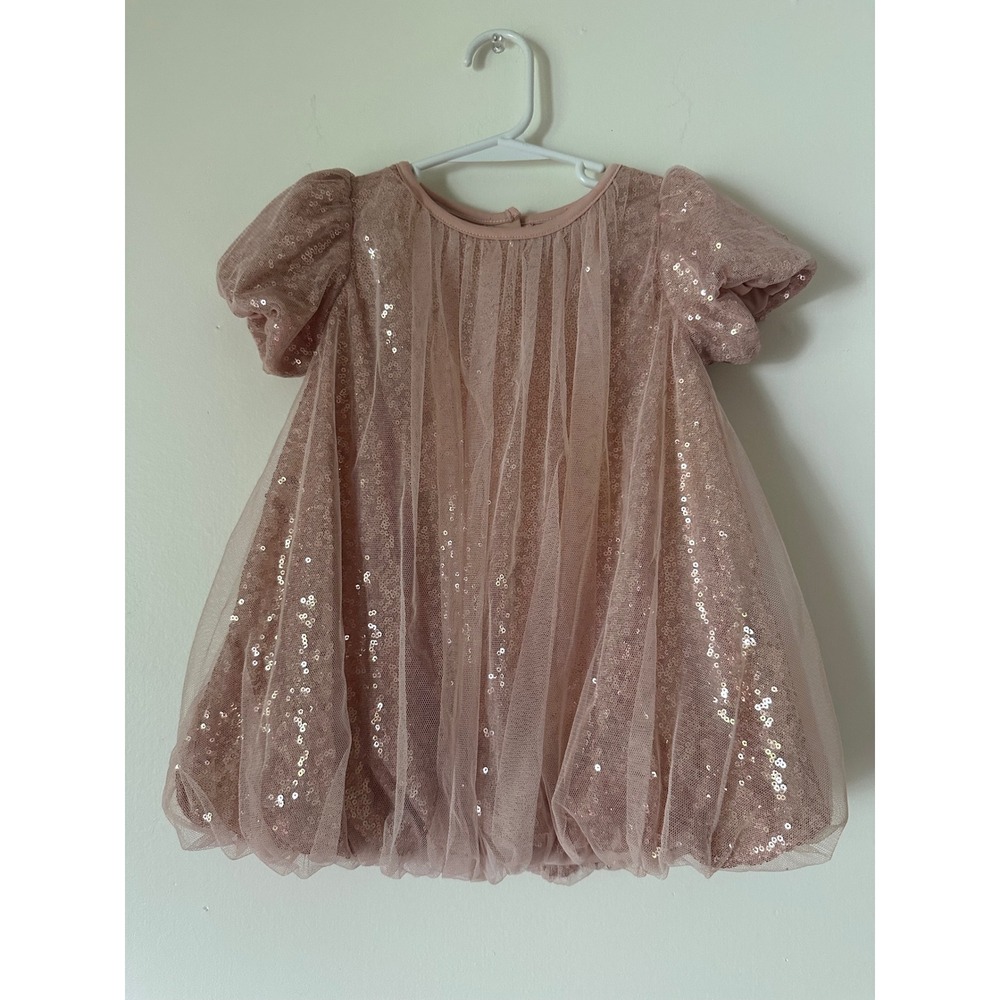 Habitual Girl Pink Sequin Tulle Bubble Dress 24M Toddler Special Occasion Party